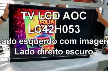 TV LCD AOC LC42H053 Lado esquerdo com imagem e lado direito escuro